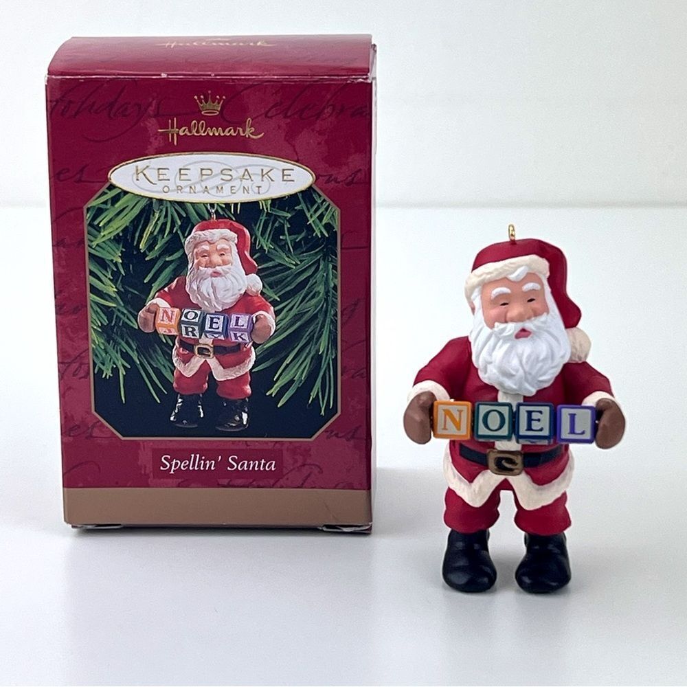 Hallmark Keepsake Ornament "Spelling Santa" Blocks Read Noel Vintage 1999